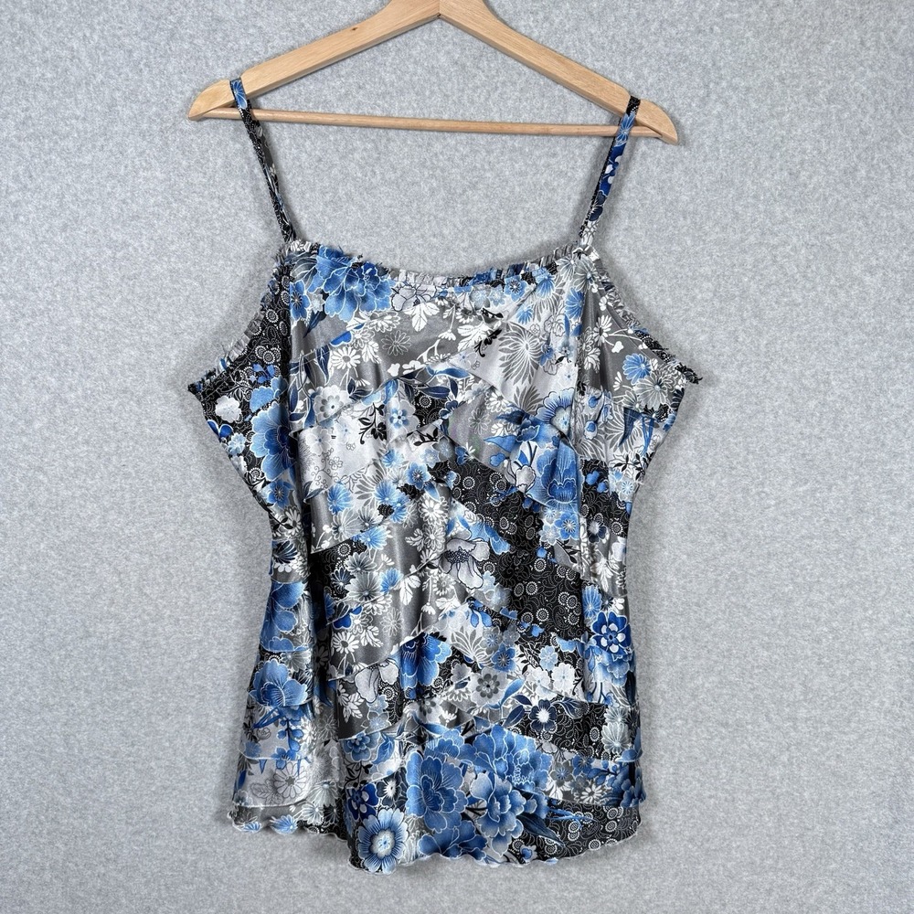 Mixit slip shirt womens 1X vintage Y2K blue floral Tank